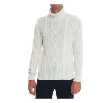 Gran Sasso Turtlenecks, male, White, Size: 2XL Cable Knit Turtleneck Pullover