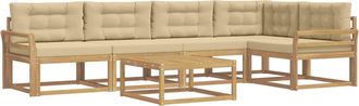 vidaXL Conjunto De Sof&aacute;s De Exterior 6 Uds. Y Beige Poli&eacute;ster Vidaxl