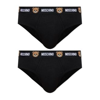 Moschino Ondergoed, Heren, Zwart, XL, Katoen, Twee-pack katoenen briefs