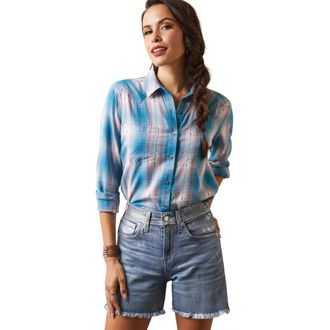 Ariat Womens Billie Jeans Western Shirt Long Sleeve in Idabel Dobby Plaid, Size X-Small, by Ariat
