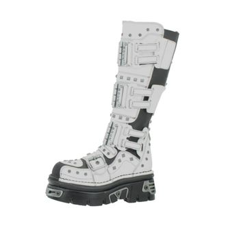 New Rock Schoenen, Dames, Wit, 38 EU, Zwarte en witte hoge laarzen
