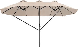 TecTake Sombrilla 460 x 270 cm protecci&oacute;n UV 50+ 3 cortavientos y funda beige