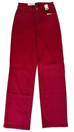 Judy Blue Womens High Waisted Heart Shaped Back Pockets 90s Straight Jeans In Red