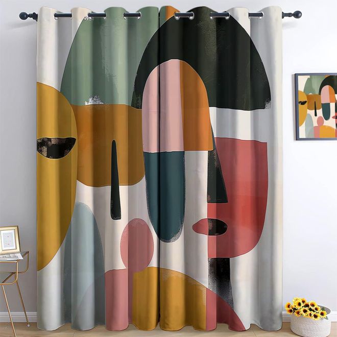 Generic Blickdichte Vorhänge für Wohnzimmer H 200 x B 140 cm Abstrakte Geometrie Im Bohemian-Stil Verdunkelungsvorhange mit Ösen Thermo Vorhang Schlafzimmer K ab 66,29 €