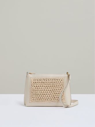 Reiss Off White Raffia Leather Cross-body Bag