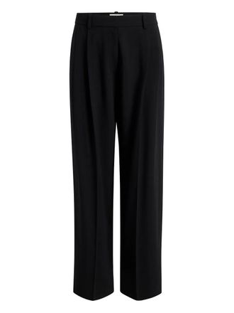 Khaite belt-loops pleated trousers - women - Virgin Wool/Elastane/Viscose - 8 - Black