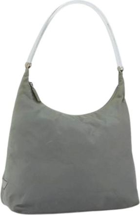 Prada Pre-owned Shoulder Bags, female, Gray, Size: ONE SIZE Pre-owned Vintage Nylon Hand Bag
