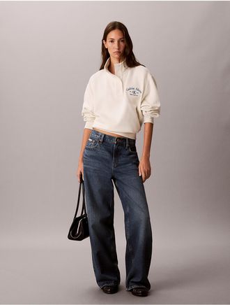 Calvin Klein Jeans Calvin Klein Womens Stitch Arch Logo Fleece Sweatshirt - White - XL