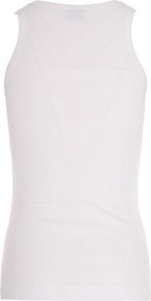Pinko Womens Ribbed Tank Top Love Birds White White-Snow Main: Cotton Vests & Tops White/snow