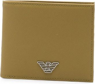 Emporio Armani Logo Bifold Portemonnee - Heren - Portefeuilles - Groen - ONE Size - Leer - Accessoires