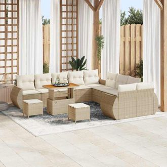 vidaXL Conjunto De Sof&aacute; De Jard&iacute;n 13 Pcs Beige Y Crema 90 X 55 X 71 Cm Vidaxl