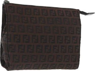 Fendi Pre-owned Clutches, female, Brown, Size: ONE SIZE Pre-owned Vintage Canvas Clutch