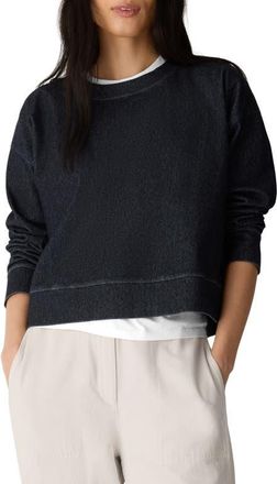 Eileen Fisher Organic Cotton Blend Cropped Sweatshirt in Dark Wash at Nordstrom, Size X-Small