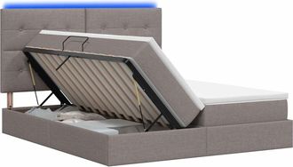 vidaXL Cama De Almacenamiento Led Con Colch&oacute;n Topo 180 X 200 Cm Tela Vidaxl