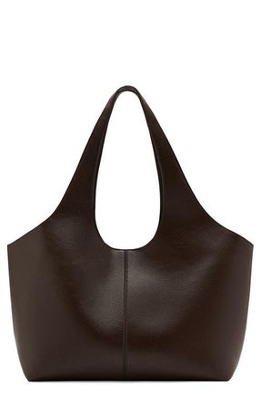 Mango Large Faux Leather Shopper Tote in Chocolate at Nordstrom