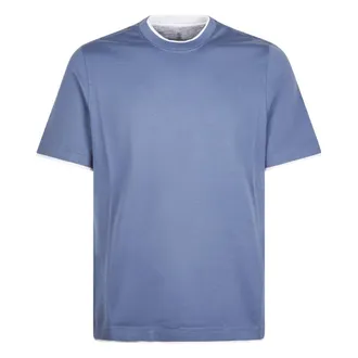 Brunello Cucinelli Brunello Cucinelli, T-Shirts, male, Blue, Size: XL Jersey Crew Neck T-Shirt