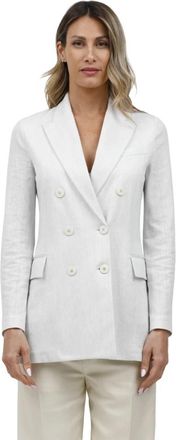 Circolo 1901 Linnen en katoenen double-breasted jas - Dames - Blazers - Blauw - L - Katoen - Jassen