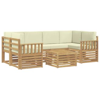 vidaXL Conjunto De Sof&aacute;s De Exterior 7 Pcs Blanco Y Crema Poli&eacute;ster Vidaxl