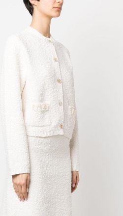 Lanvin Rd Nk Ls Embroidered Cardi