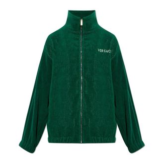 Versace Zip-throughs, unisex, Green, Size: 2XL Cotton-Terry Jacquard Zip Sweatshirt