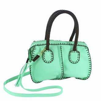 Carlos Falchi Mini Barrel Top Grain Leather Bag in Lime at Nordstrom