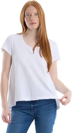 Wilt Short Sleeve Placket Hi-Lo Tee in White at Nordstrom, Size X-Large
