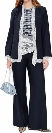 Sea New York Fiora Tropical Wool Trousers In Navy