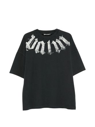 Palm Angels Big Neck Black Logo Cotton T-Shirt