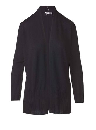 Kinross Cashmere Womens Rib Trim Cardigan In Black
