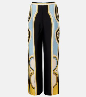 La DoubleJ Club printed silk twill wide-leg pants
