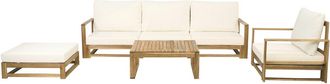 Habitat et Jardin Conjunto De Jard&iacute;n Modular De Madera Con Cojines <> - 5 Plazas - Beige