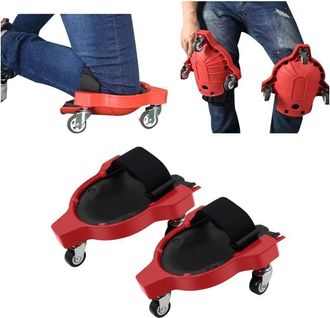 OEM Rodilleras M&oacute;viles, Juego De 2, Protectores De Rodilla, Ahorran Tiempo, Con Ruedas Y Correa Ajustable Para Colocaci&oacute;n De Azulejos (rojo)