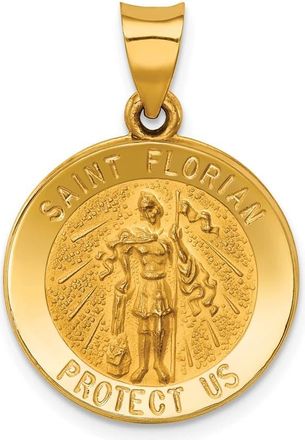 Diamond2Deal 14k Yellow Gold Polished and Satin St Florian Medal Hollow Pendant