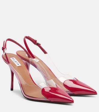 Alaia Ala&iuml;a Le Coeur 90 patent leather slingback pumps