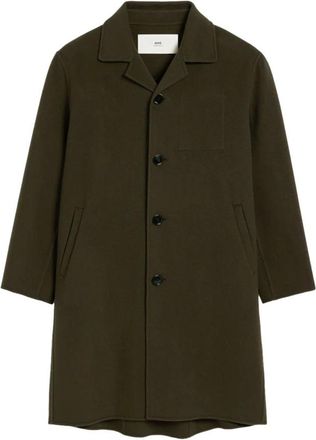 Ami Single-Breasted Coats, male, Brown, Size: M De Coeur Single-Breasted Car Coat