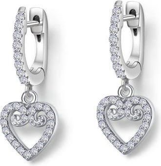 Lafonn Simulated Diamond Mini Open Heart Huggie Earrings in Silver at Nordstrom Rack