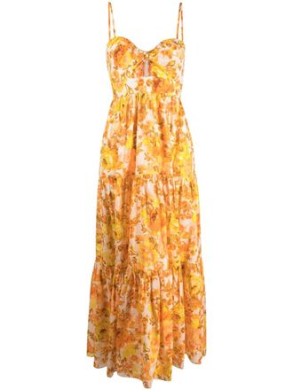 Zimmermann Maxi-jurk met bloemenprint - Oranje
