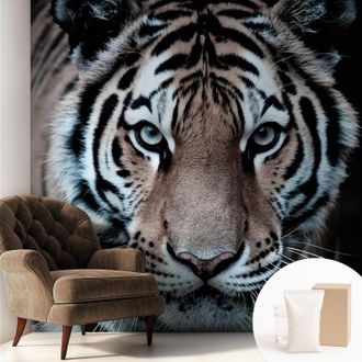 Tulup Carta Da Parati Non Tessuto - Con Colla Inclusa Per Camera Da Letto - Facile Da Applica - Motivo Decorativo Ritratto Di Tigre 250x250 Cm