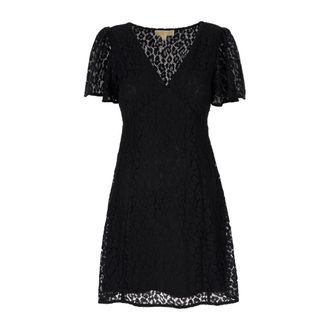 Michael Kors V-neck Lace Mini Dress - Dames - Korte kleedjes - Zwart - M - Kleedjes