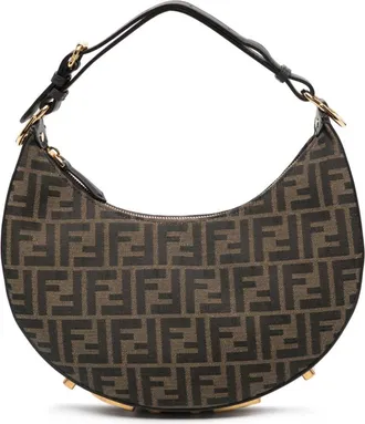 Fendi small Fendigraphy shoulder bag - women - Calf Leather/Fabric - One Size - Brown