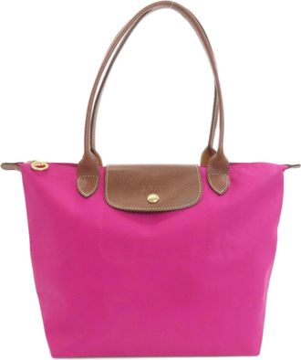 Longchamp Le Pliage Brown Pink Nylon Tote Bag (Pre-Owned)