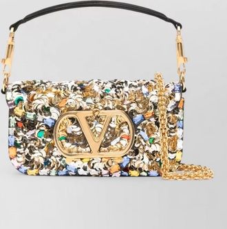 Valentino Garavani sequin clutch bag chain strap handle
