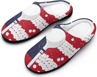 Generic Golf U.S. Flag Mens House Slippers Memory Foam Washable Cotton Slip on Home Shoes