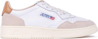Autry Womens Medalist Low Platform Sneakers In Leather/suede White/brown Sugar