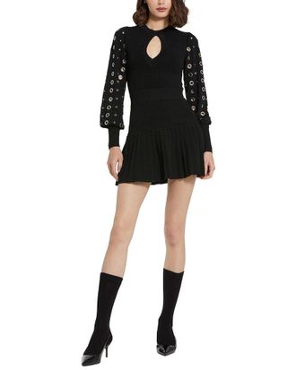 Mac Duggal Knit Long Sleeve Grommet Mini Dress