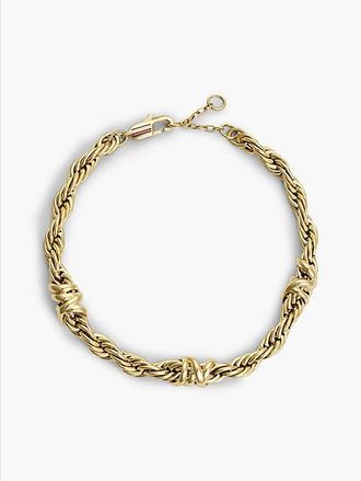 Tommy Hilfiger Pulsera de cadena tipo cuerda chapada en oro