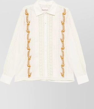 Baziszt cotton long-sleeve pleated shirt