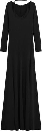 Mango Long Sleeve Knit Maxi Dress with Halter Neck in Black at Nordstrom, Size 4