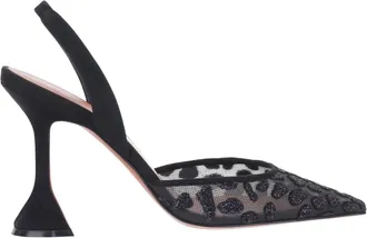 Amina Muaddi Black Holli Mesh Slingbacks Pumps