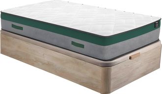 Vente-Unique Conjunto de somier con arc&oacute;n de 90 x 200 cm natural claro + colch&oacute;n de muelles ensacados de 22 cm de altura - PRESTIGE de YSM&Eacute;E